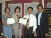 wk4  New Rotarian  Sam Kim, with President Christiane Salts, President Elect Beth Swift, and Sponsor