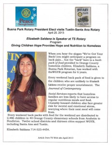 2013.04 10  Elizabeth Saldano visits TS Rotary