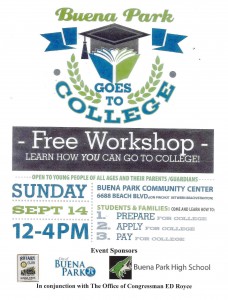 Buena Park Goes to College 2014 info flyer .